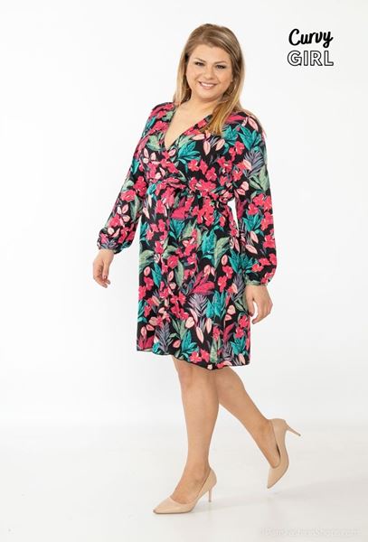 Picture of CURVY GIRL WRAP DRESS IN FLORAL PRINT